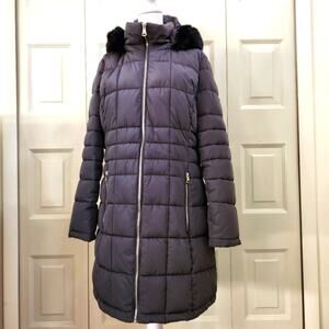 Marc New York grey long down faux fur hooded coat